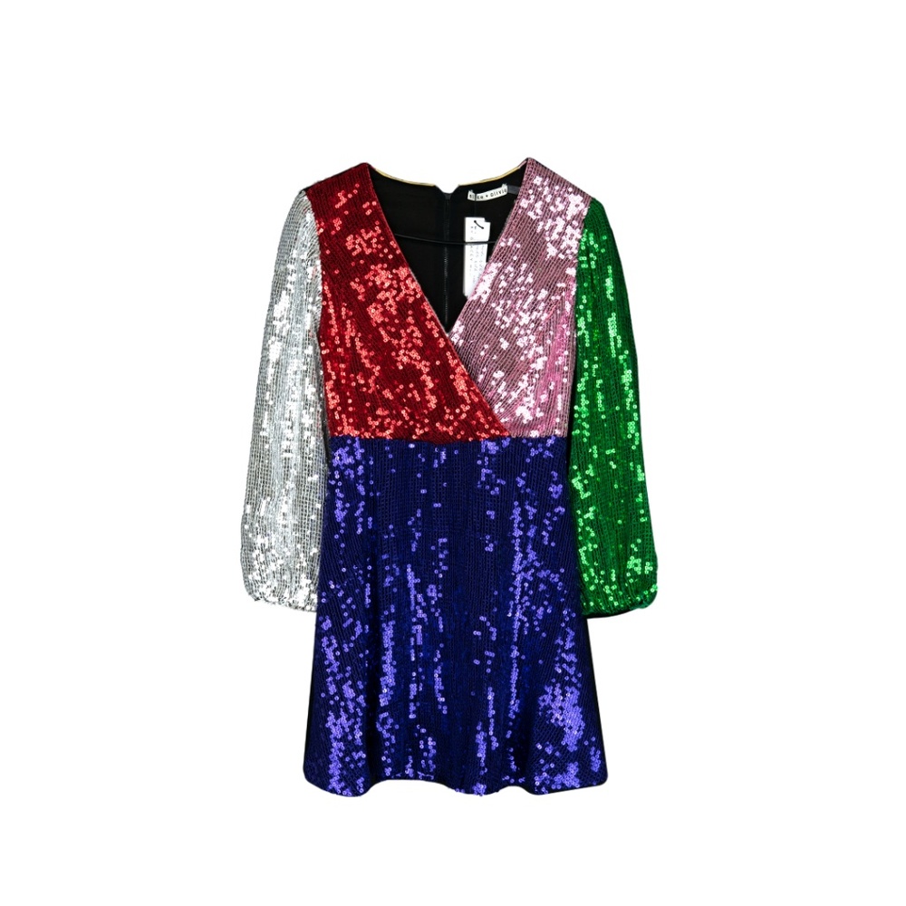 Alice + Olivia Colorblock Sequin Dress